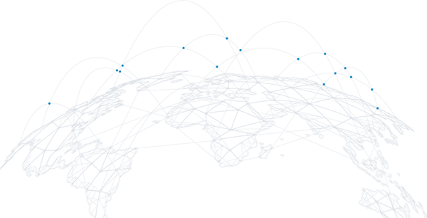 Network of links across a world map